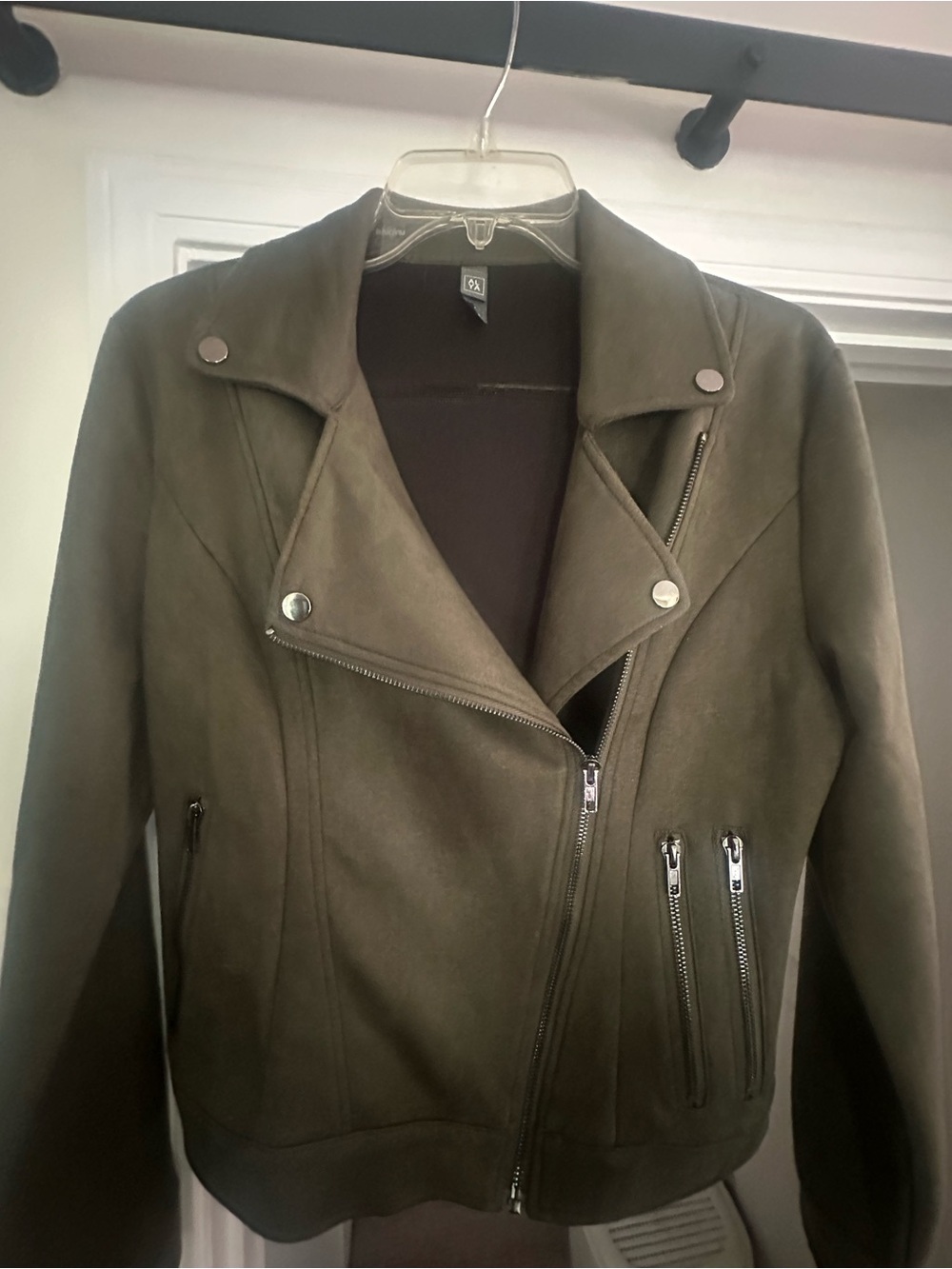 Alya Olive Green Suede Moto Jacket